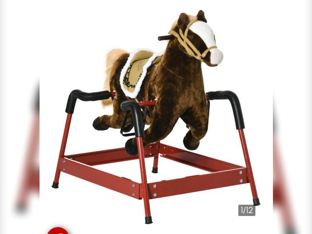 Lot 96-159601 - Qaba Kids Spring Rocking Horse, Ride on Horse for Girls and Boys with Animal Sounds, Plush Horse Rid...