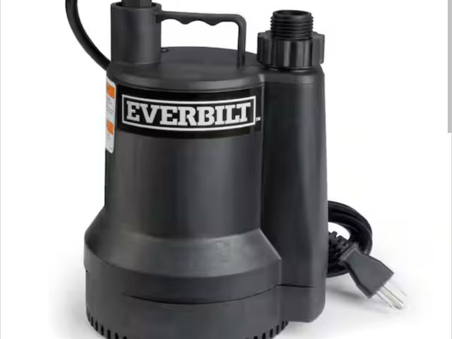 Lot 96-163031 - Everbilt 1/6 HP Plastic Submersible Utility Pump Used Untested