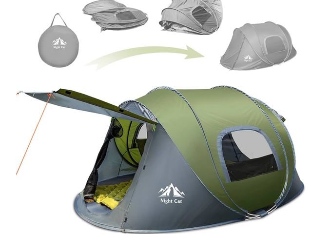 Lot 96-165914 - Night Cat Pop-up Camping Tent: 2 Person Tent Waterproof Instant Easy Setup Family Tent

New