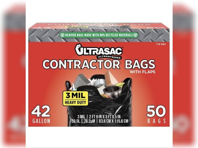 Lot 96-190751 - Ultrasac
42-Gallon Heavy Duty
Contractor Bag with Flaps (50-Count)
New