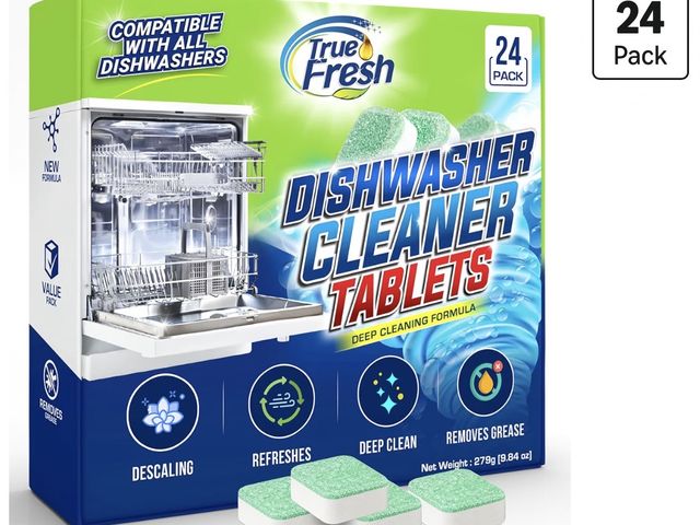 Lot 96-230774 - True Fresh Dishwasher Cleaner &amp; Deodorizer Tablets, 24-Pack Dishwasher Maintenance Tablets, For ...