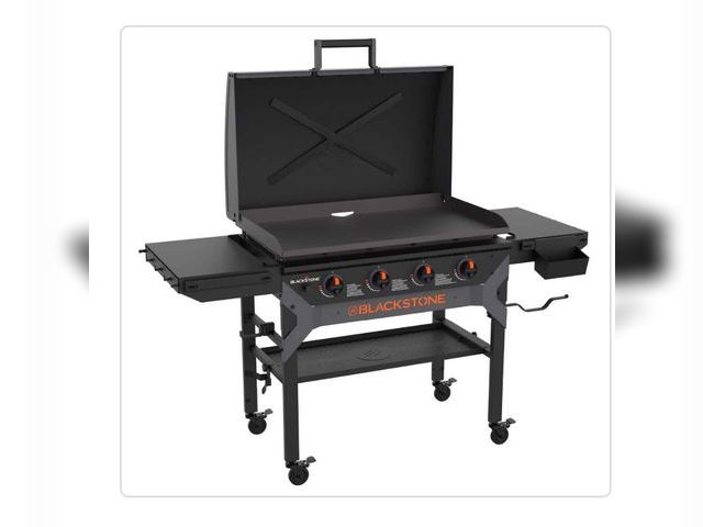 Lot 96-162041 - Blackstone 36" 4-Burner Liquid Propane
Outdoor Griddle with Hood in Black MSRP $559.98 New