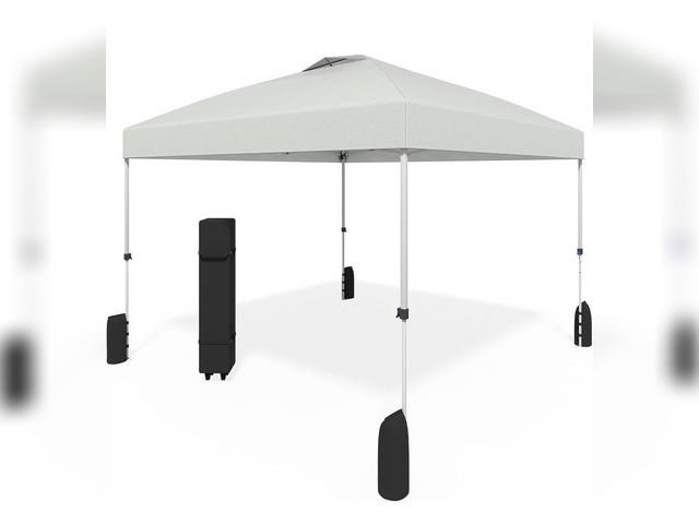 Lot 96-177786 - 10x10 Pop Up Canopy - Instant Setup Beach Tent with Wheeled Carry Bag, 8 Sandbags &amp; 4 Guy Lines ...