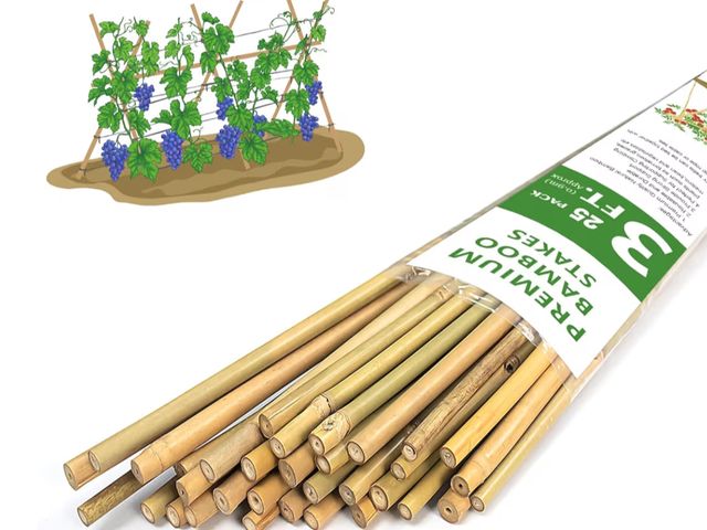Lot 96-180470 - Plant Stakes,3FT Longer Sturdy Natural Bamboo Garden Stakes,GAGINANG 25Pcs Bamboo Sticks Trellis Sup...