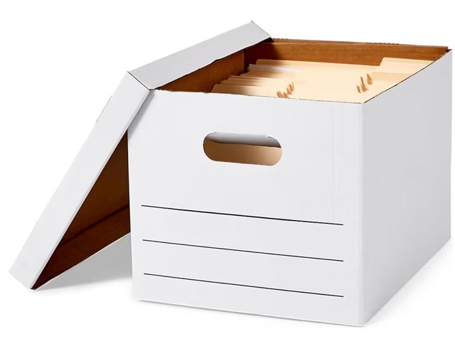 Lot 96-188101 - Amazon Basics Storage/Filing Boxes with Lift-Off Lid - Letter/Legal Size, Sturdy, Easy Assembly, Whi...