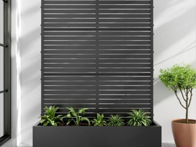Lot 96-166012 - Lumioca
1 Piece 71.37 in. H x 46.8 in. W Black Metal Rectangle Outdoor Planting Box with Climbing Fr...