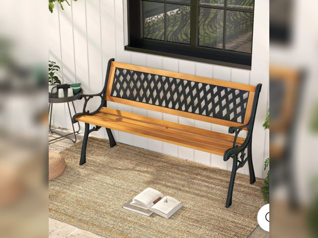 Lot 96-192531 - Giantex Outdoor Bench, 3-Person Garden Bench with Slatted Seat, Curved Armrests, 470 Lbs Capacity
Ne...