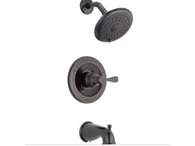 Lot 96-171960 - Delta Porter Single-Handle 3-Spray Tub and Shower Faucet in Oil Rubbed Bronze (Valve Included) $161....