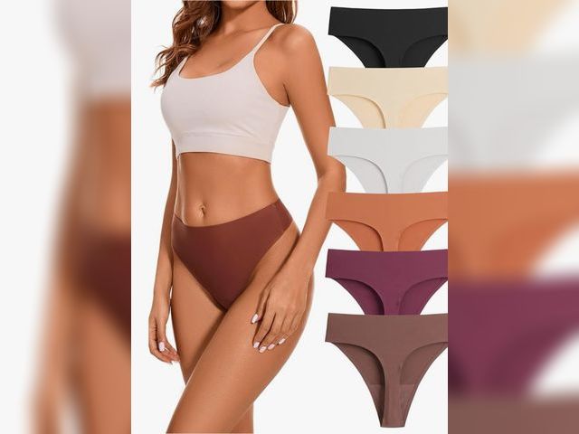 Lot 96-165937 - High Waisted Seamless Thongs for Women No Show Thong Breathable Panties Comfortable Underwear 6 Pack...
