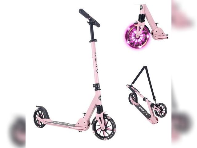 Lot 96-170141 - Aero Big Wheels Kick Scooter for Kids 6+, Teens &amp; Adults | Light Up Wheels, Hand Brake, Rubber D...