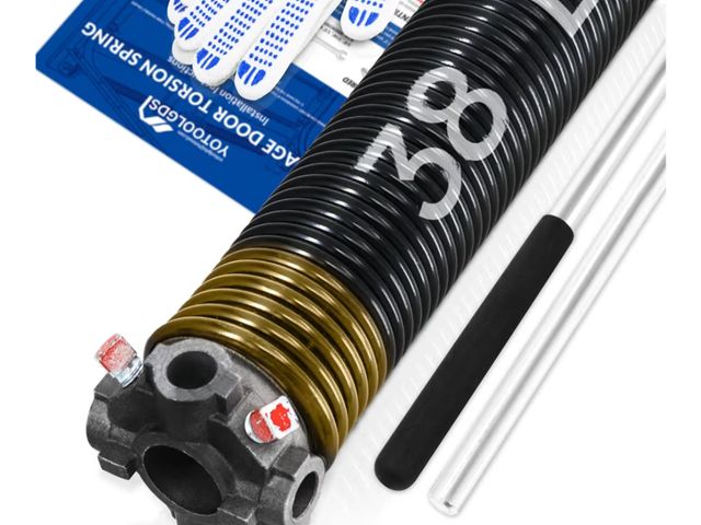 Lot 96-190083 - Left Hand Wind（Black Cone）2" Garage Door Torsion Spring with Non-Slip Winding Bars &amp; Gloves, Hig...