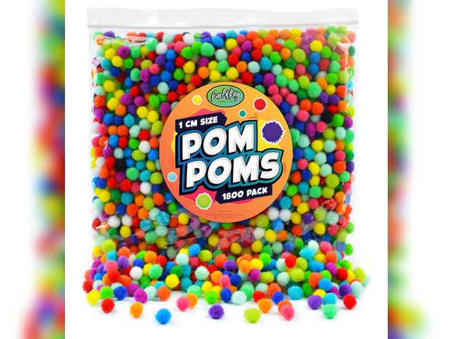Lot 96-200892 - 1800 Pieces - Small Pom Poms Balls for Craft Supplies - Assorted Colored Fuzzy Pompoms - Mini 1 cm S...