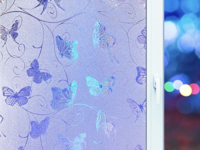 Lot 96-195138 - 4 packs of Butterfly Frosted Glass Window Film Window Privacy Film,Bathroom Decor Privacy Window Fil...