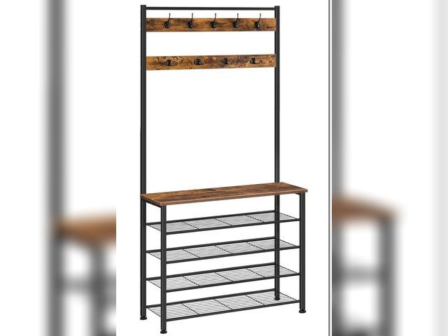 Lot 96-177088 - HOOBRO Hall Tree, Coat Rack with Shoe Rack, Hall Tree with Bench, 5 Tier Shoe Storage Organizer with...