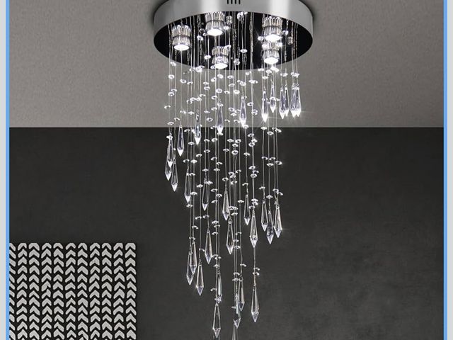 Lot 96-186746 - 16 inch Modern Crystal Chandelier Light Fixture, Spiral Crystal Round Ceiling Lamp Chrome Flush Moun...