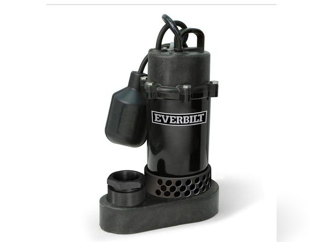 Lot 96-164816 - Everbilt 1/2 HP Aluminum
Submersible Sump Pump
Tether Switch MSRP $149.99 Appears lightly used