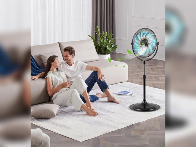 Lot 96-197747 - COSTWAY 18" Industrial Pedestal Fan, 3 Speeds Commercial Standing Fan with Adjustable Height, Vertic...