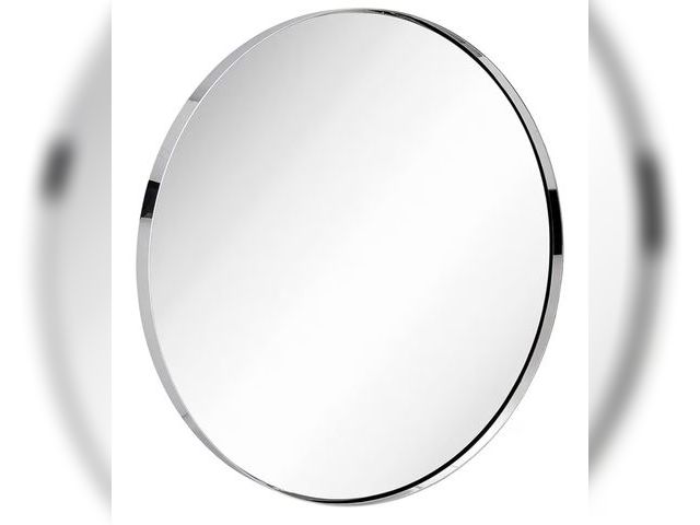 Lot 96-176434 - Hamilton Hills 30 Inch Polished Chrome Round Mirror for Bathroom - Circle Mirror - Brushed Metal Fra...