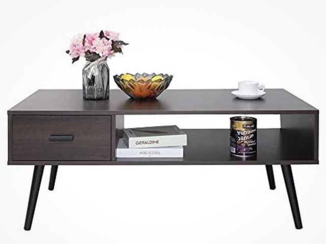 Lot 96-227634 - IWELL Mid-Century Modern Coffee Table with Storage for Living Room, Wood Look Co Unused Open Box