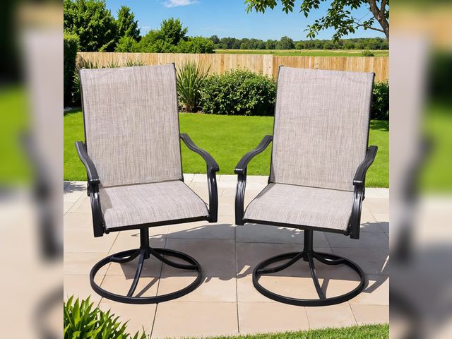 Lot 96-180764 - Outdoor Swivel Dining Chairs Set of 2, Textilene Patio Swivel Chair All Weather Outdoor Dining Chair...