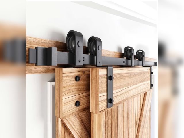 Lot 96-181607 - EaseLife 9 FT Bypass Double Sliding Barn Door Hardware Kit,Single Track, Slide Smoothly Quietly, Eas...