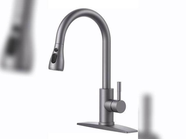 Lot 96-190357 - FORIOUS Kitchen Faucets with Pull Down Sprayer, High Arc Single Handle Classic Stainless Steel Sink ...