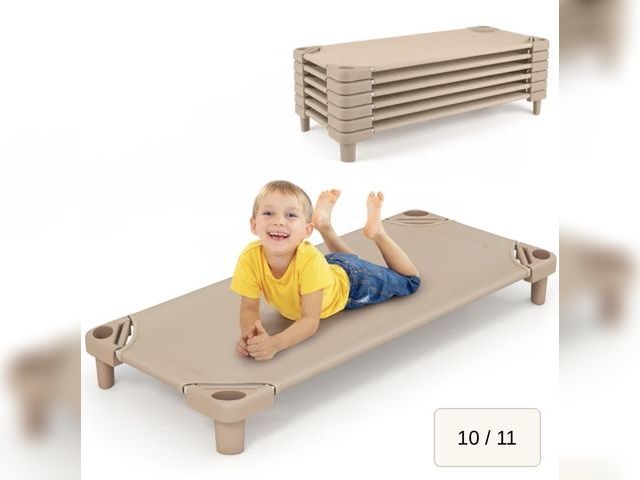 Lot 96-226831 - HONEY JOY Kids Stackable
Naptime Cot, Toddler Daycare Rest Mat w/Detachable Oxford Fabric, Space Sav...