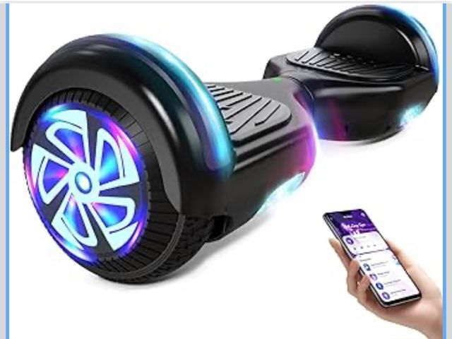 Lot 96-180917 - Scooter with Bluetooth Corlorful LED Lights, 6.5" Wheels, Dual 300W Motor Scooter for Kids Girls Boy...