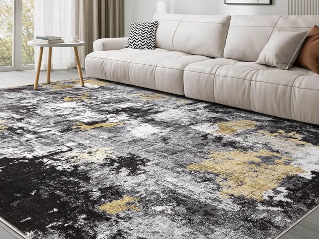 Lot 96-233047 - Micgeek Washable 9x12 Area Rugs for Living Room: Abstract Modern Home Decor Rug Soft Stain Resistant...