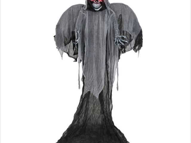 Lot 96-187767 - Hanging Cloth Skeleton Ghost with Flickering Red Eyes and Scary Sounds New