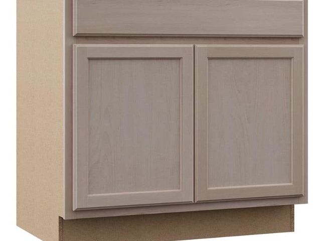 Lot 96-193943 - Hampton Bay Recessed Panel 36 in. W × 24 in. D x 34.5 in. H Assembled Base Cabinet in Unfinished MSR...