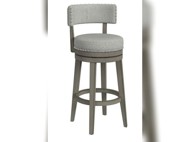 Lot 96-185015 - COSTWAY Bar Stool, 27-inch 360° Swivel Barstool with Upholstered Back &amp; Seat, Solid Rubber Wood ...