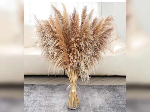 Lot 96-176283 - 46inch 12pcs Dried Pampas Grass Decor Tall-Large Brown Pompas Grass Floral-Natural Tall Fluffy Pampa...