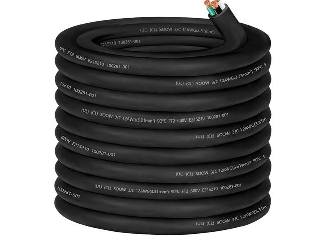 Lot 96-164023 - 100ft 12/3 12 Gauge SOOW Wire 12 AWG SOOW Portable Power Cable 600V 3 Conductor 12/3 12 Gauge Extens...