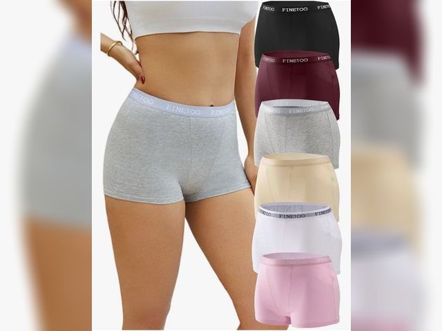 Lot 96-230454 - FINETOO Womens Cotton Boy Shorts Underwear Full Coverage Soft Boxer Briefs High Waisted Panties for ...