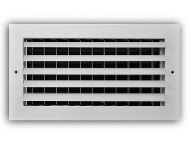 Lot 96-227737 - 7 Pack Everbilt 12 in. × 6 in. 1-Way Aluminum Adjustable Curved Blade Wall/Ceiling Register in White...