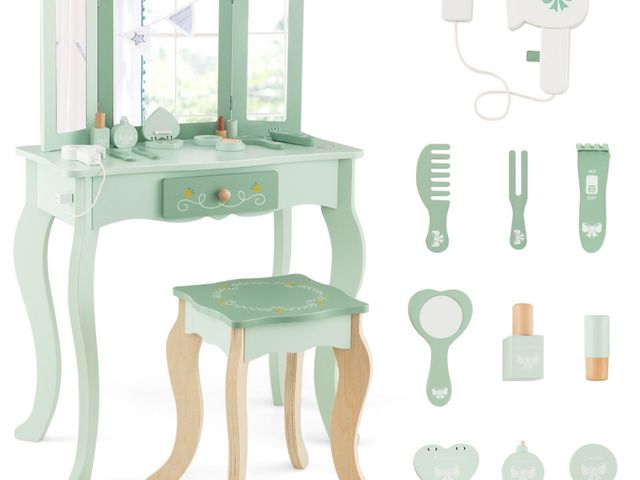 Lot 96-198210 - Kids Vanity Set with Tri-folding Mirror, Green
Open box 
Appears Unused 
Msrp $159.00