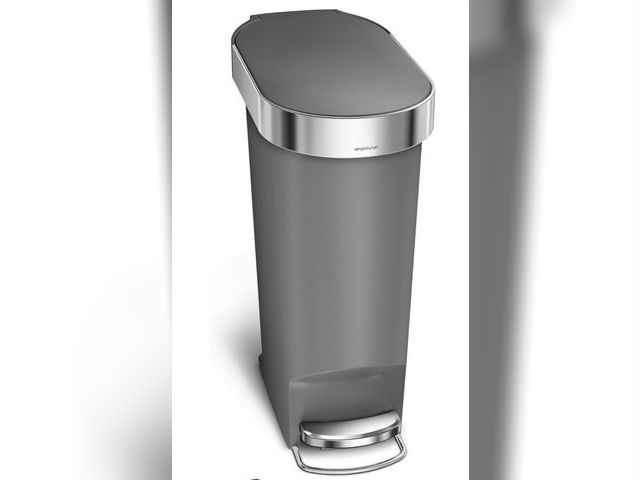 Lot 96-180905 - simplehuman 40 Liter / 10.6 Gallon Slim Kitchen Step Trash Can with Liner Rim, Grey Plastic Unused