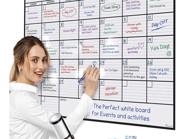 Lot 96-179322 - Large Dry Erase Calendar for Wall, 36x48, Large Wall Calendar Dry Erase, Big White Board for Office,...