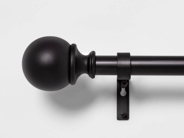 Lot 96-167338 - 36"-66" Ball Curtain Rod Matte Black - Threshold": Adjustable Metal, Single Rod,
30lb Capacity
Appea...
