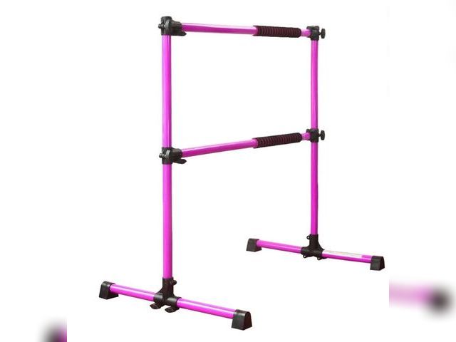Lot 96-175942 - PreGymnastic 4 Ft Adjustable Double Freestanding Ballet Barre, Portable Dance &amp; Stretch Training...