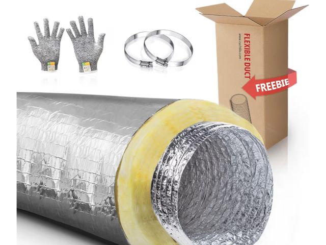 Lot 96-177102 - 4 Inch Insulated Flexible Duct,HVAC Insulation Duct,25 Feet Insulated Duct, 4 in Insulated Duct Hose...