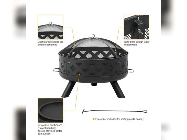 Lot 96-166557 - HeatMaxx 
31. 5in 3-in-1 Triple Function Design Outdoor Wood Burning Deep Bowl Fire Pit, Low Smoke F...