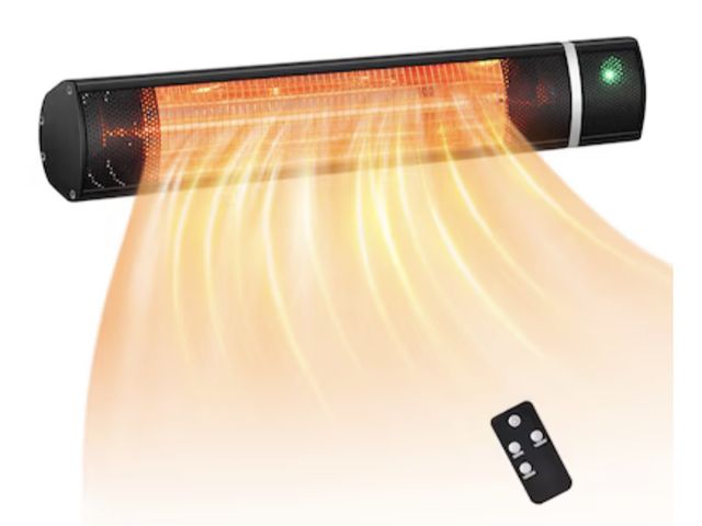 Lot 96-197958 - Goplus 1 -BTU 1500 -W Hanging Black Aluminum Electric Patio Heater New