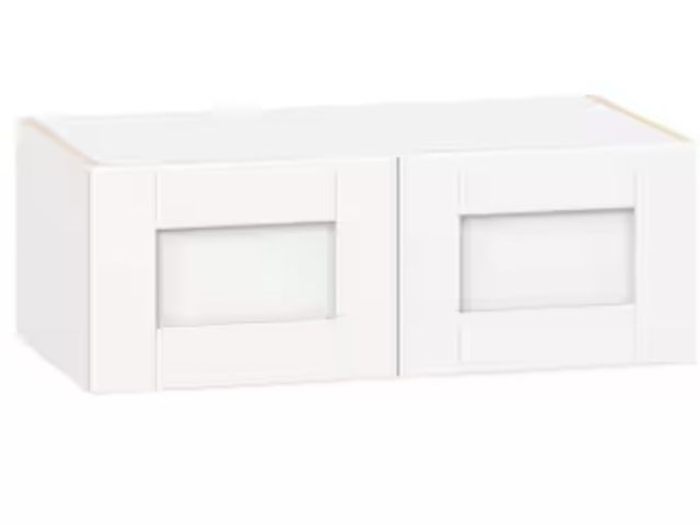 Lot 96-162011 - J COLLECTION Milton 27 in. W x 14 in. D x 10 in. H Assembled Shaker Wall Bridge Kitchen Cabinet in B...