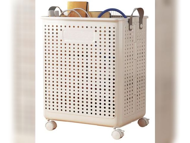 Lot 96-233190 - Collapsible Small Laundry Hamper, Plastic Laundry Basket with Wheels,Suitable for Bathroom, Bedroom,...