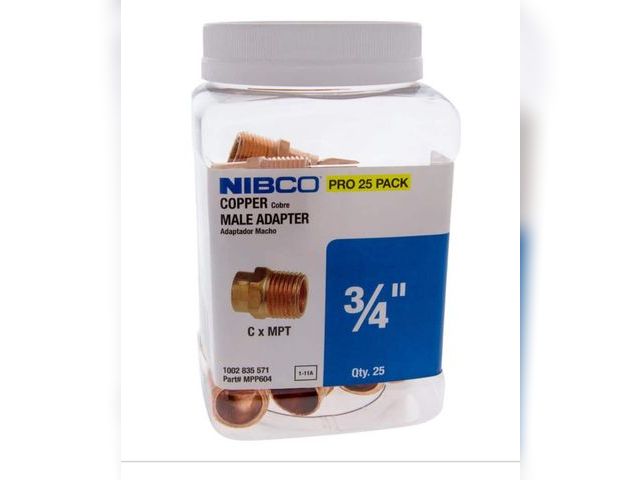 Lot 96-181976 - Everbilt 604 3/4 in. x 3/4 in. Wrot Copper Cup X MIP Adapter Pro Pack (25-Pack) New