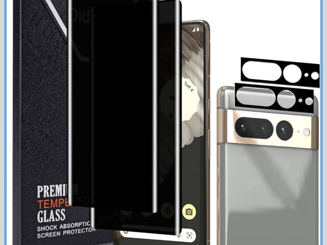 Lot 96-170517 - Privacy Screen Protector for Google Pixel 7 Pro, 2 Pack Tempered Glass Film with 2 Pack Lens Protect...