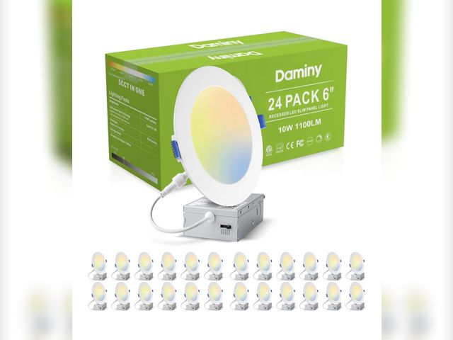 Lot 96-171447 - DAMINY 24 Pack 6 Inch LED Recessed Lighting with Junction Box,5CCT,Ultra-Thin Recessed Light,10W 110...