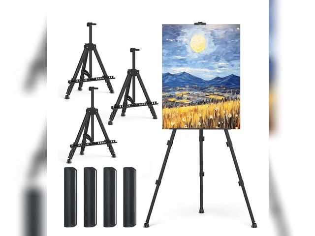 Lot 96-180581 - Art Painting Display Easel Stands - Portable Adjustable Aluminum Metal Tripod Artist Easels with Bag...